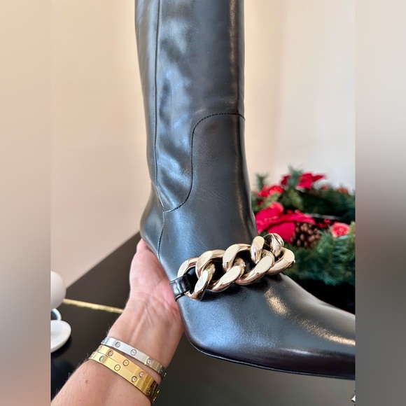NWT Bloggers Favorite Rare Zara High Heeled Chunky Chain Detail Leather Boots - Picture 17 of 17